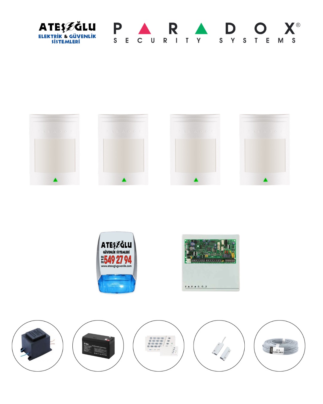Paradox 4 Dedektörlü set MONTAJ DAHİL