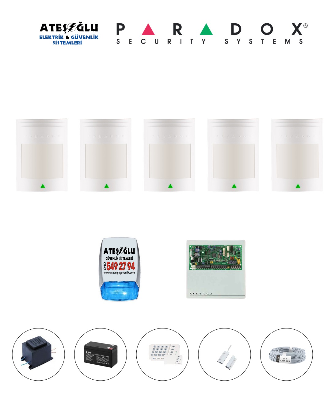 Paradox 5 Dedektörlü Set MONTAJ DAHİL