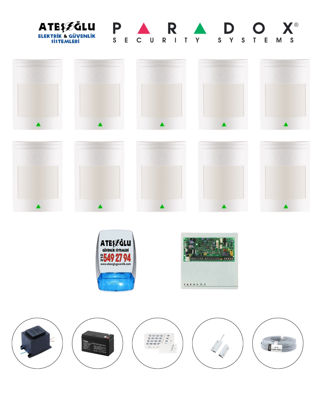 Paradox 10 Dedektörlü Set MONTAJ DAHİL